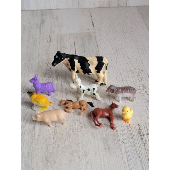 Farm animals variety toy cow chicken pig llama set figure - Picture 1 of 8